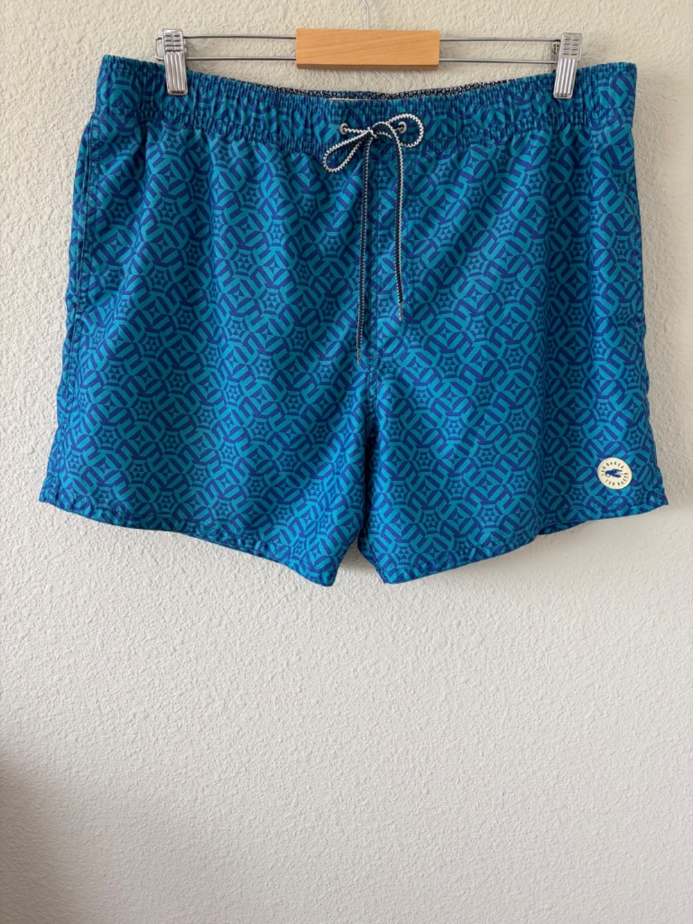 Ted Baker Mens The Worlds Your Oyster Swim Trunks XXL/6 Blue Geometric Print